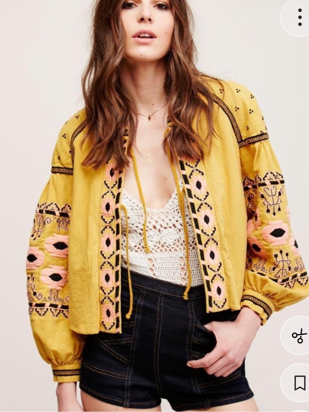 RD & koko Anthropologie Embroidered Tie Front Closure Jacket. Sz L